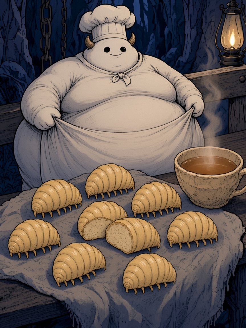 Placeholder plate for Wanderer's Tea Cakes. Inked food plate from the book.